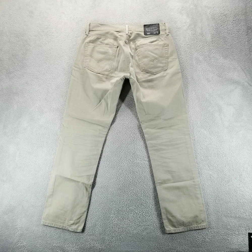 Levis 511‎ Jeans Mens 34x32 Beige Slim Straight Light Wash Mid Rise Office Work